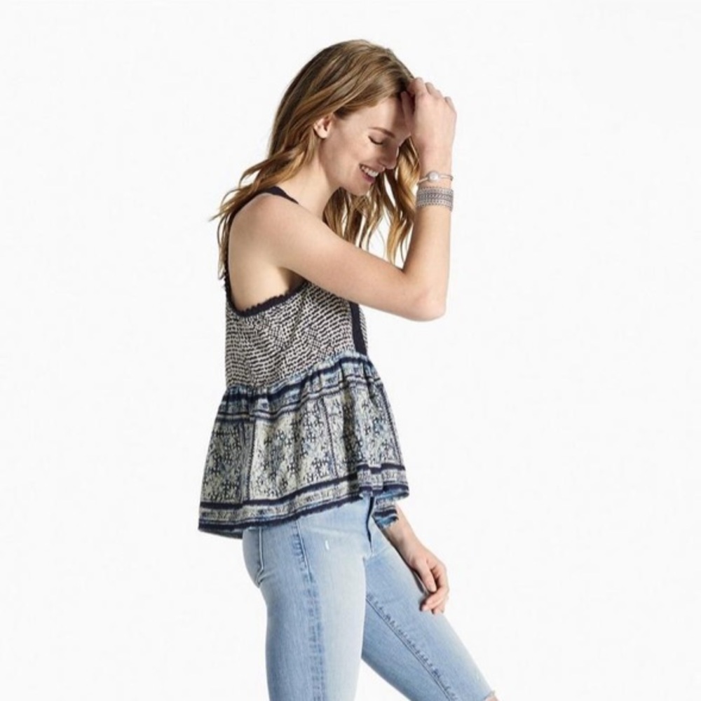 Lucky Brand navy border tank medium